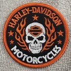     premium Harley-davidson Hd Iron On Patch Orange Black Embroidered Skull Flame