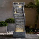 Outdoor Garden Fountain     Tiered Resin Cascade With Led Lights For Peaceful Yard