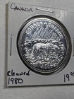1980 Canada 1 Dollar Silver Coin Northern Lights Cleaned