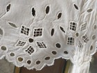 Vtg Full Bib Apron 1930 - 40s All White Cotton W cut Work    Eyelet - Tie Waist