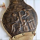 Antique Embossed Copper Bellows Metal Tacks Leather Bindings Fireplace Chimney
