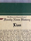 Vintage 1998 Lion Family Name History