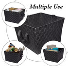 Black Fabric Storage Bin 10x15x13in Woven Polypropylene Cube Basket With Handles