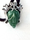 Vtg Hand Carved Aztec Mayan Taxco Sterling Silver Nephrite Jade  Stone Bolo Tie   