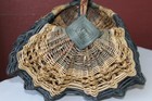 Vintage Splint Blue Buttocks Egg Basket God s Eye Sturdy Huge Hand Woven 15  
