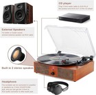 Vinyl Record Player Bluetooth Vintage 3-speed Portable Turntables With Built 