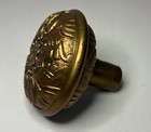 Antique Cast Brass Bronze Door Knob Victorian Eastlake Embossed Design