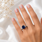 Art Deco Style Lab Created Diamond   Sapphire Engagement 14k White Gold Fn Ring