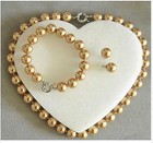 10mm South Sea Champagne Gold Shell Pearl Necklace Bracelet Earrings Set 18  