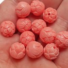 10 20pcs Natural Pink Shell Carved Round Lotus Flower Loose Beads Gemstone 10mm