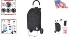 Lightweight And Foldable Black Grocery Cart With Rubberized Grip Handle And Bag