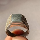 Ancient Very Stunning Rare Roman Silver Color Bronze Black Stone Ring Authentic