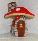 Handmade Needle Felting Mushroom House Mythical Wool Roving Handcrafted