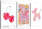 Framed Pink Preppy Wall Art Set Of 3 Trendy 16x24inch Canvas Pink-balloon Dog