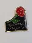Portland Oregon Souvenir Lapel Pin Red Rose Black Background 