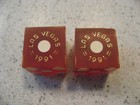 Hilton Casino Las Vegas Pair Of Red Dice W red   Gold Chrome Lettering Date 1991