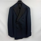 Suitsupply Men s 42r Navy Double Breasted Shawl Collar Tuxedo Suit Linen Cotton