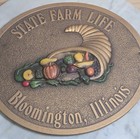 Vintage State Farm Life Bloomington Il Cast Aluminum Cornucopia Wall Plaque Sign