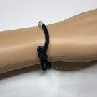 Hollister Navy Blue Beige Cord Bracelet Adjustable Tie Closure Unisex
