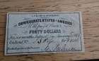 1865 Confederate States  40 Bond Coupon Csa Civil War January 1 1865 