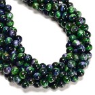 Galaxy Green Blue Tiger Eye Smooth Round Beads Size 6mm 8mm 10mm 15 5  Strand