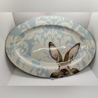 Williams-sonoma Damask Easter Bunny 18  Oval Serving Platter Euc  Discontinued 