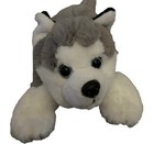 Fao Schwarz Plush Wolf Husky Dog Gray White Stuffed Animal 19    Blue Eyes Soft
