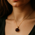 14k Solid Yellow Gold 5 Ctw Natural Smoky Quartz Gemstone Pendant Necklace 18 In