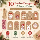 100 Pack Brown Kraft Paper Christmas Gift Tags    Xmas Brown Kraft Gift Tags With