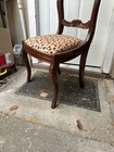 Antique Duncan Phyfe Dining Chair Solid Mahogany Carved Rose Back Rose Upholster