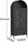 Pantry Storage Arched Cabinet With Glass Door   2 Drawer Display Cabinet Kitchen