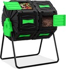 Garden Compost Bin 45 Gallon Dual-chamber 360   Rotating Compost Tumbler Green