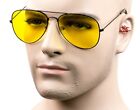 Pilot Vintage Style Retro Sunglasses Metal Night Driving Yellow black 106nd Bk