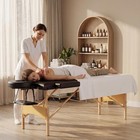 Portable Massage Table 2 Fold Adjustable Spa Lash Tattoo Bed Black Wooden