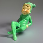 Vintage 1950 s Green Ceramic Impish Pixie Elf Figurine Japan Laughing Green