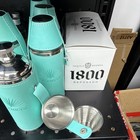 Casamigos Travel Flask Bottle With 2 Shot Cups Turquoise sil Metal Faux Leather
