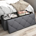 Us Stock 30  Storage Ottoman Bench Folding Lid 400 Lb Fabric Seat Grey