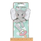 Baby Lil Spout Plush Gray Elephant Pacifier Holder With Satin Leash And Clip