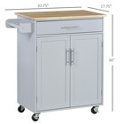 Wooden Kitchen Island On Wheels Rolling Trolley Cart With Large Storage Drawers