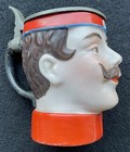 Early 1900s Porcelain Character Stein W pewter Lid     enlisted Man   