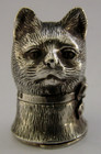 Rare Novelty English Solid Sterling Silver Cat Animal Vesta Case 1990