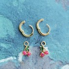 Kendra Scott Cherry Gold Huggie Earrings Berry Kyocera Opal
