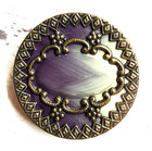 Large Antique Button   Brass Over Ombre Celluloid W diamonds Border   1-1 4 