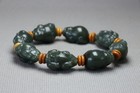 Chinese Natural Green Jade Hetian Hand-carved Brave Troops Bracelet