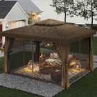10  X 12  Thatched Gazebo Outdoor Aluminum Gazebo For Patios Double Roof