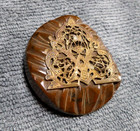 Vintage Antique Carved Bakelite Button Brass Filigree Center Tested