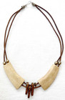 Antique Carved Yellow Material 2 Necklaces And Loose Beads 94 Gr 