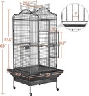 63   Open Play Top Bird Cage For African Grey Parrots With 360   Wheels