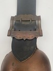 Vintage    rustic Cowbell With Leather Strap Collar And Brass Buckle Great