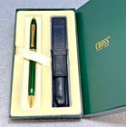 Cross Townsend Translucent Green black Stripe         23k Gold Trim Pen  Holder  Box